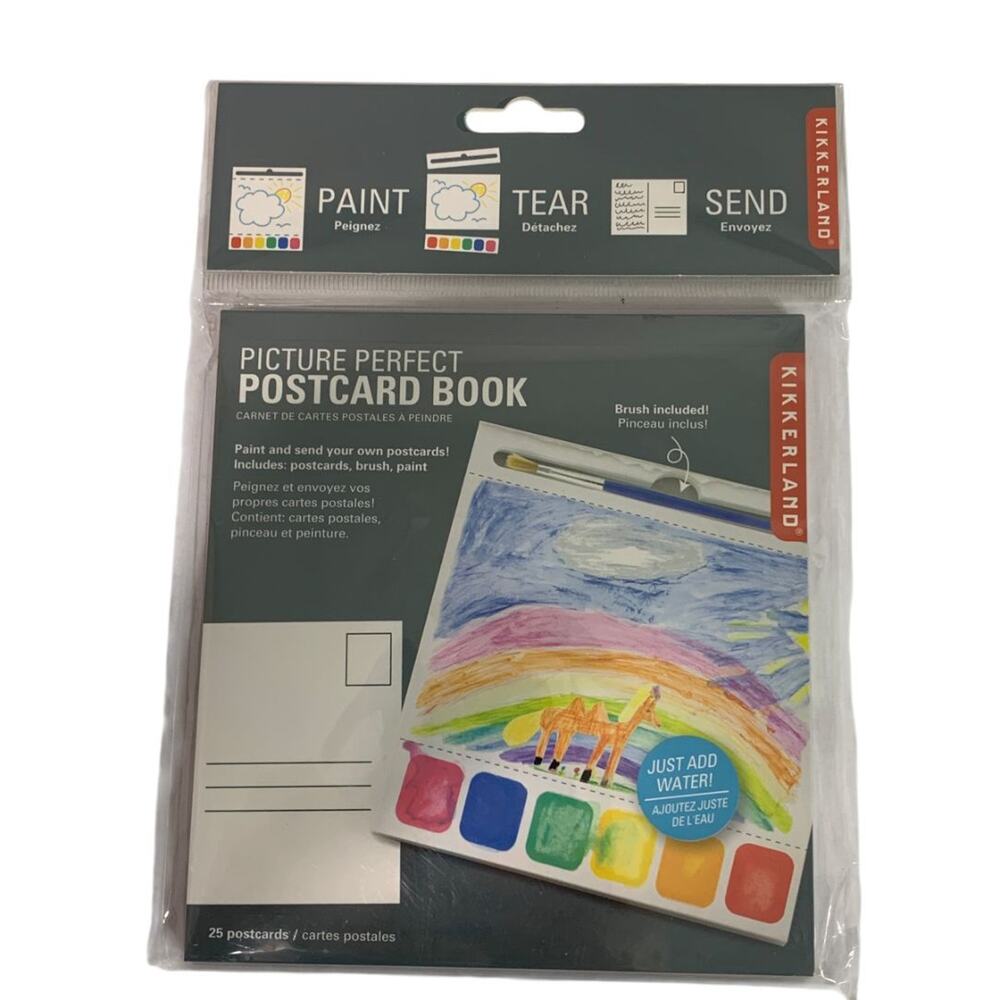 Kikkerland Picture Perfect Postcard Book 25 Postcards Paint Tear Send